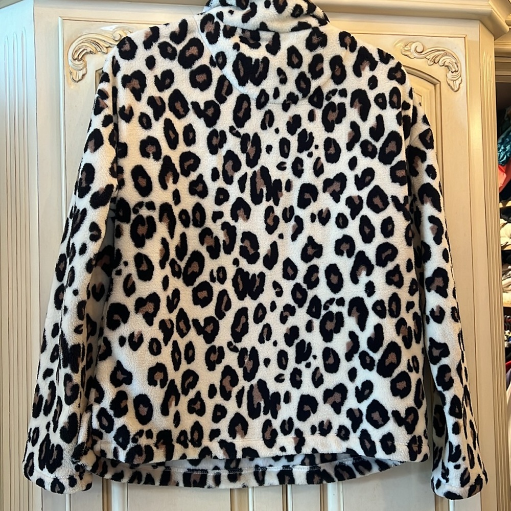 Leopard fleece pullover. Sz MED - Picture 3 of 4